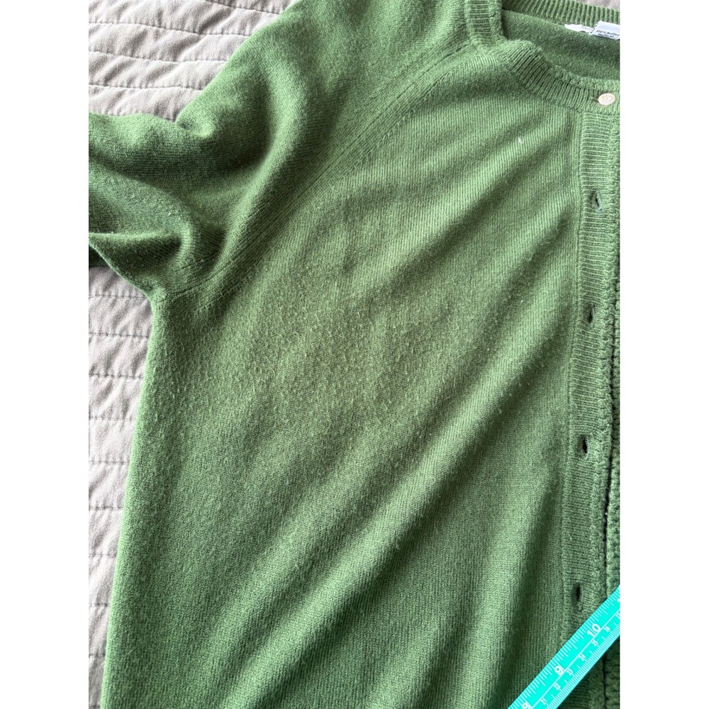 Hampshire Studio Green Button Front Cardigan Sweater XL Rhinestone Button Raglan - Picture 9 of 9